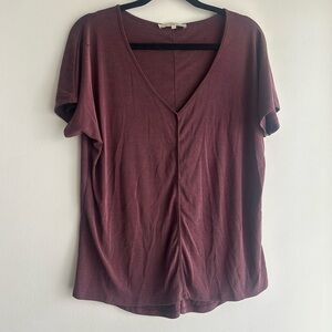 Elegant Burgundy V-Neck Women's Tee